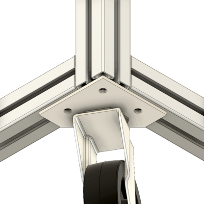 41-190-1 MODULAR SOLUTIONS ALUMINUM CONNECTING PLATE<br>90MM X 90MM CORNER CASTER W/HARDWARE